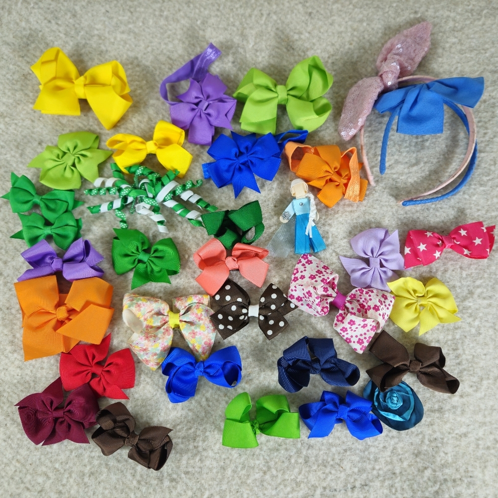 Assorted Lot Colorful Ribbon Hair Bows and Headbands Accessories Kids